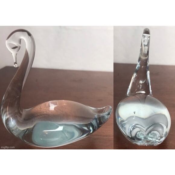 Bundle Of 2 VTG Animal Clear Art Glass Pieces Swan & Snail Napcoware Paperweight - Picture 5 of 12